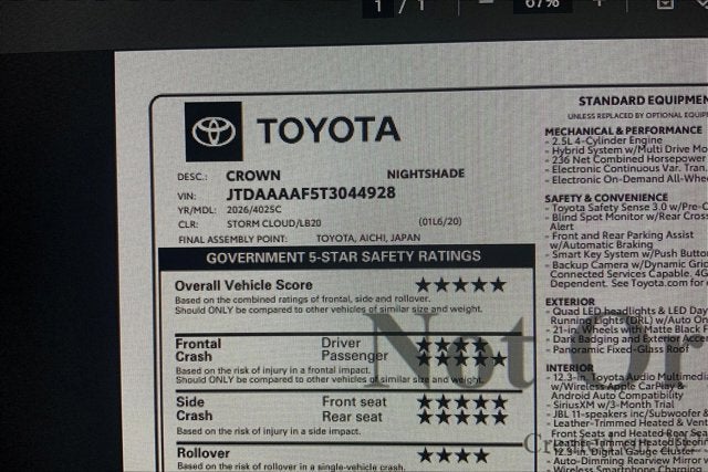 2026 Toyota Toyota Crown Nightshade