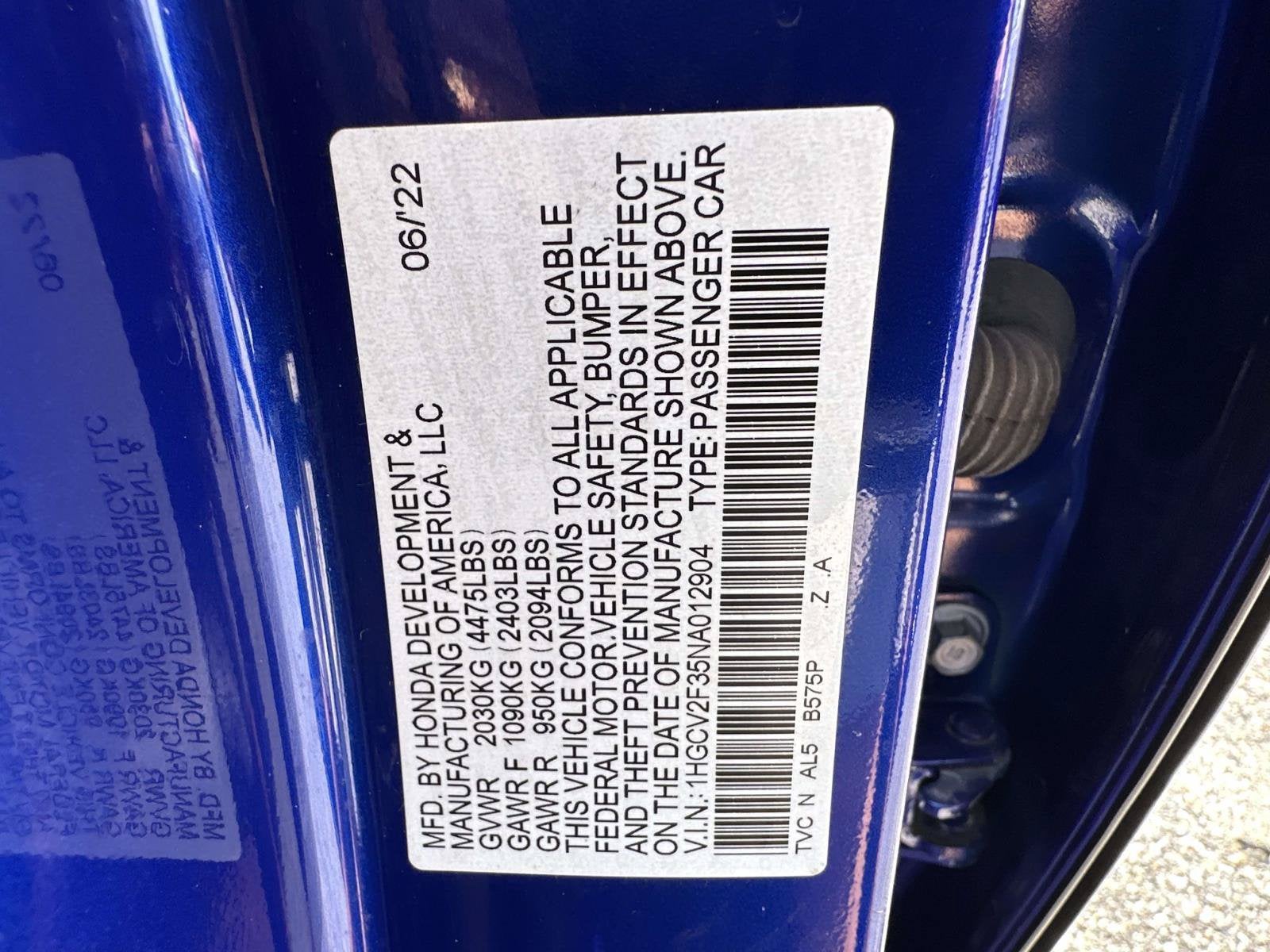 2022 Honda Accord Sedan Sport