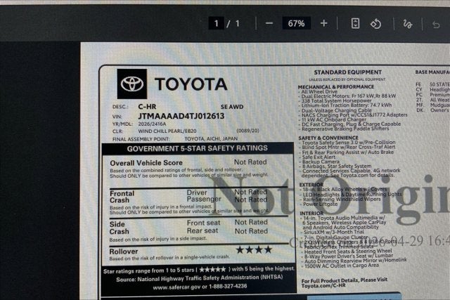 2026 Toyota C-HR SE