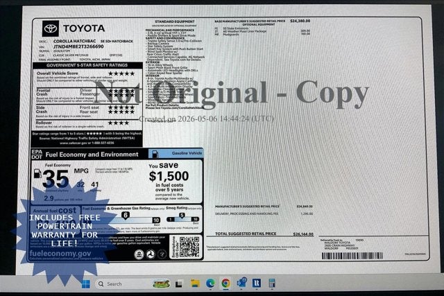 2026 Toyota Corolla Hatchback SE