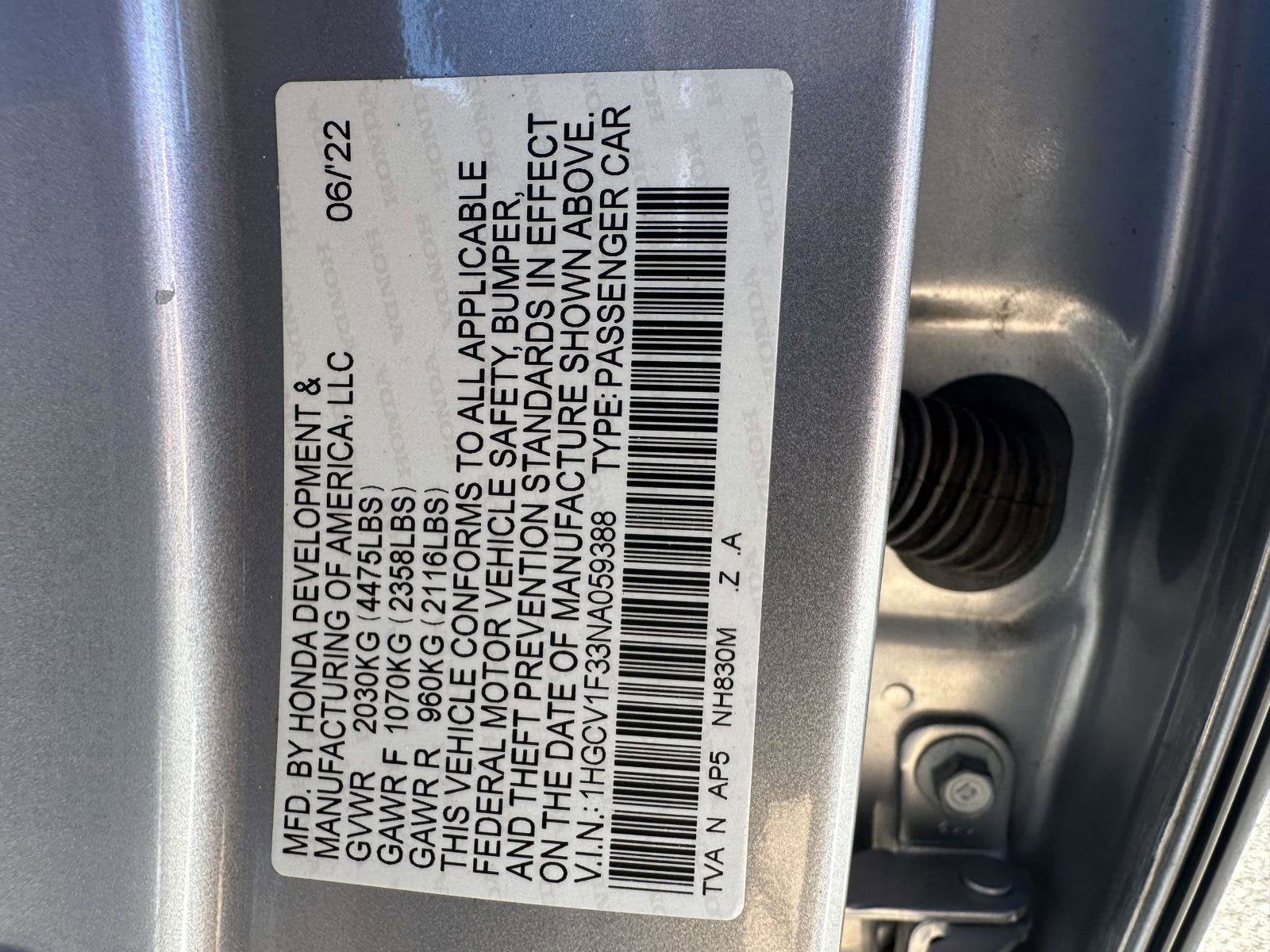 2022 Honda Accord Sedan Sport