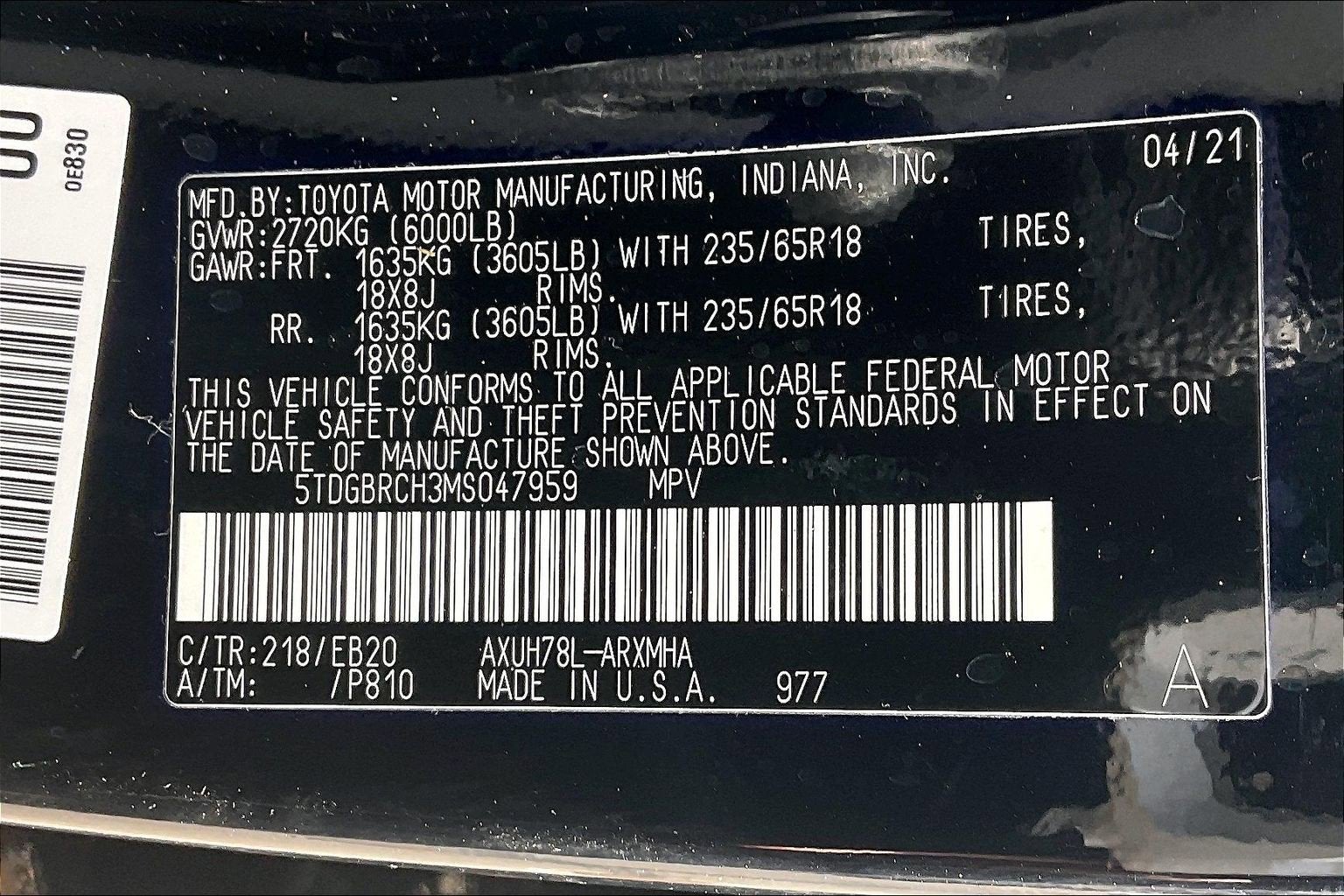 2021 Toyota Highlander Hybrid XLE