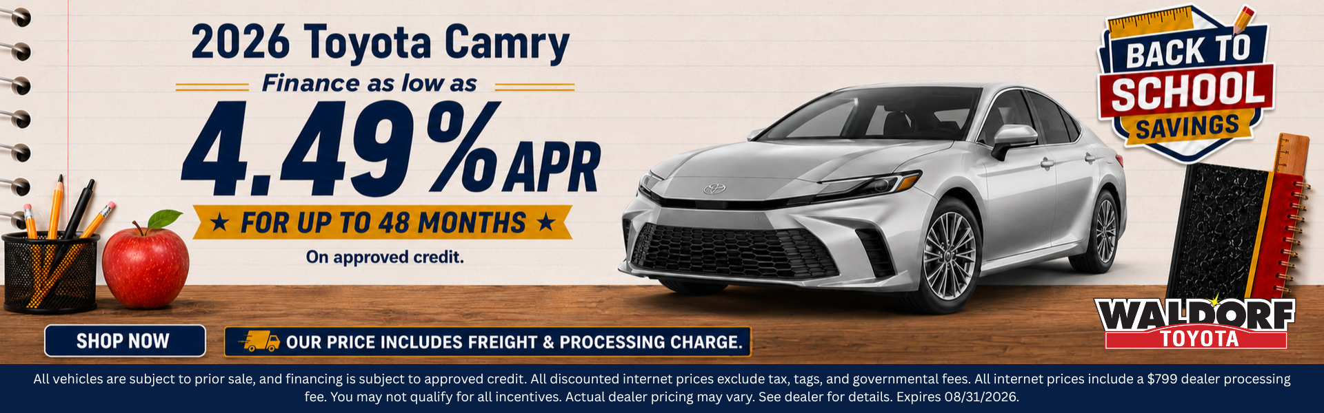 2026 Camry: Finance for 4.49% APR for 48 months