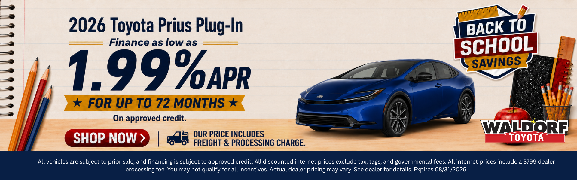 2026 Prius Plug-In: Finance for 1.99% APR for 72 months