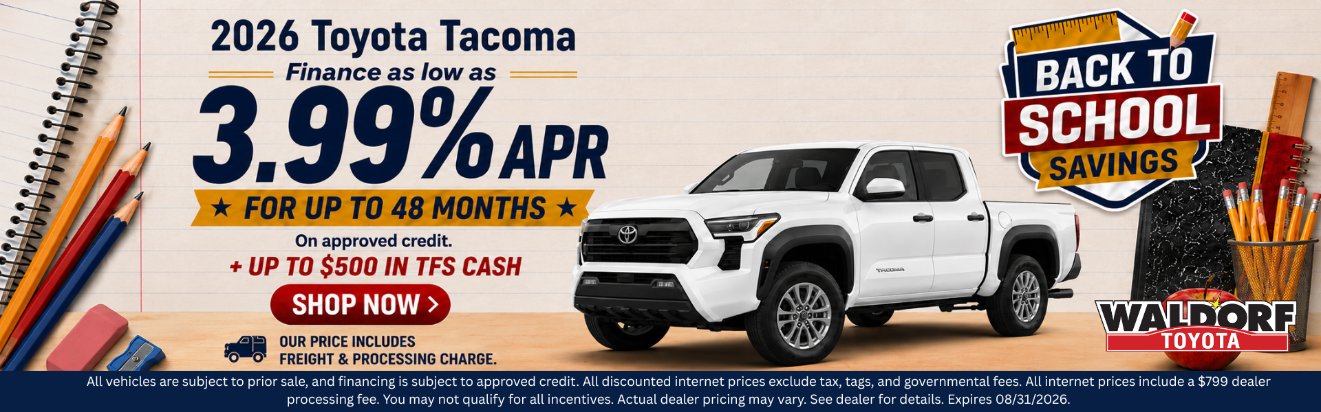 2026 Tacoma: Finance for 3.99% APR for 48 months