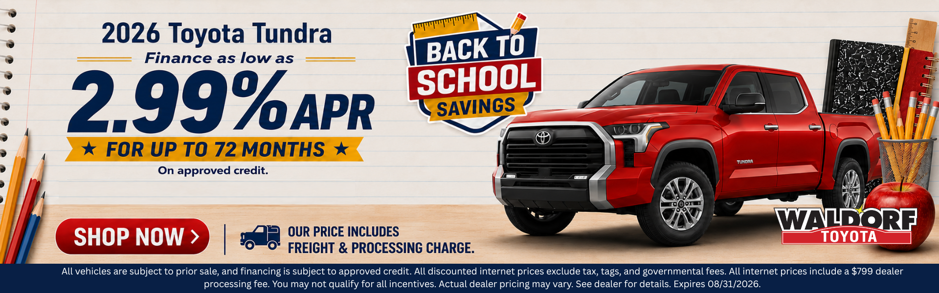 2026 Tundra: 2.9% APR for 72 months