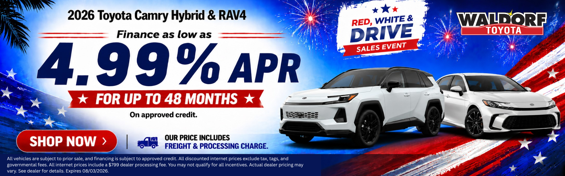 July Camry & RAV4 4.99% APR