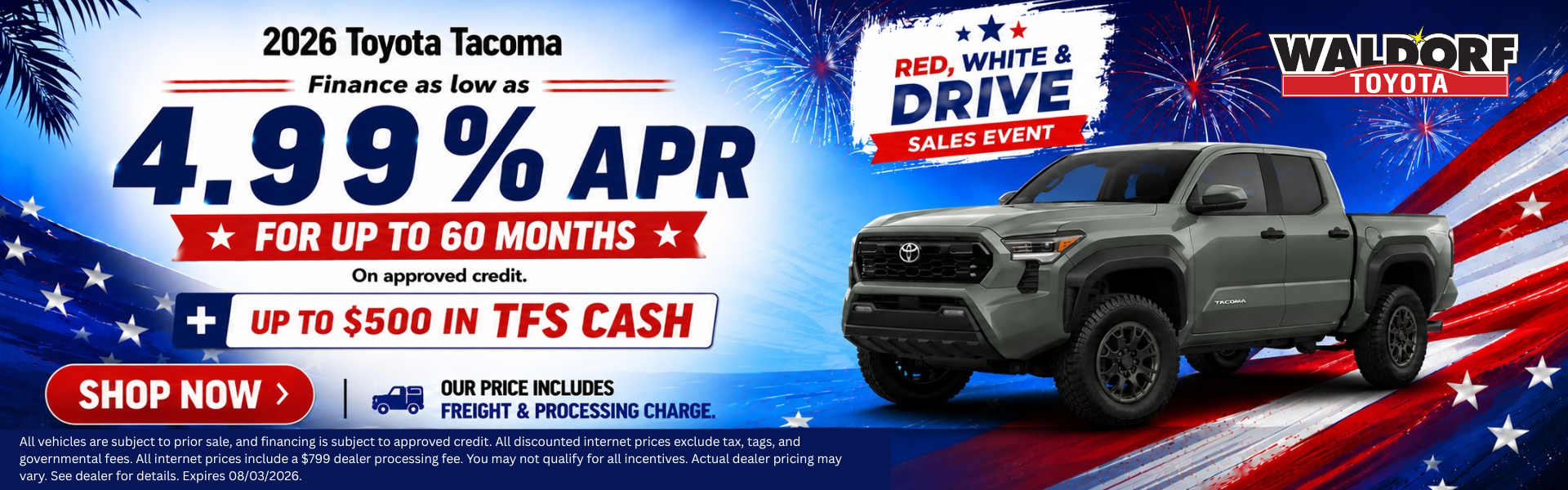 July Tacoma 4.99% APR