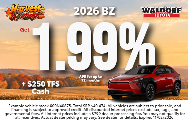 2026 bZ: 1.99% APR for 72 months