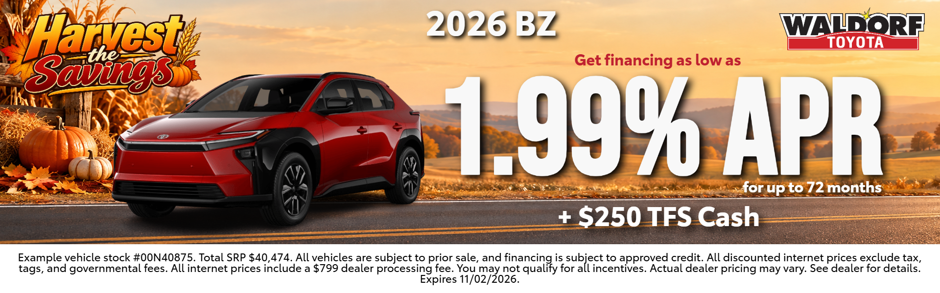 2026 bZ: 1.99% APR for 72 months
