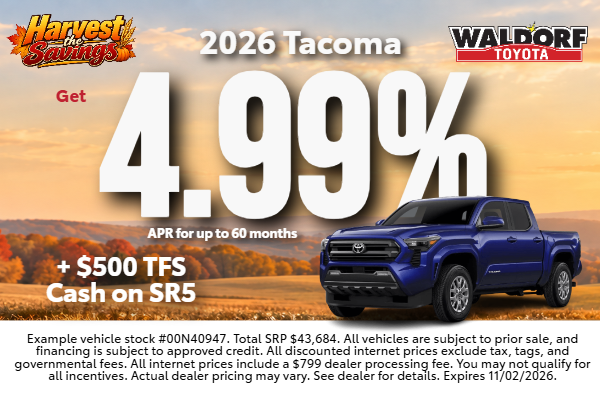 2026 Tacoma: 4.99% APR for 60 months