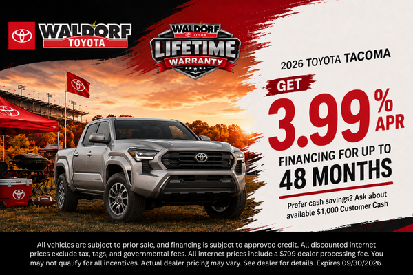 Get 3.99% APR on a new Tacoma